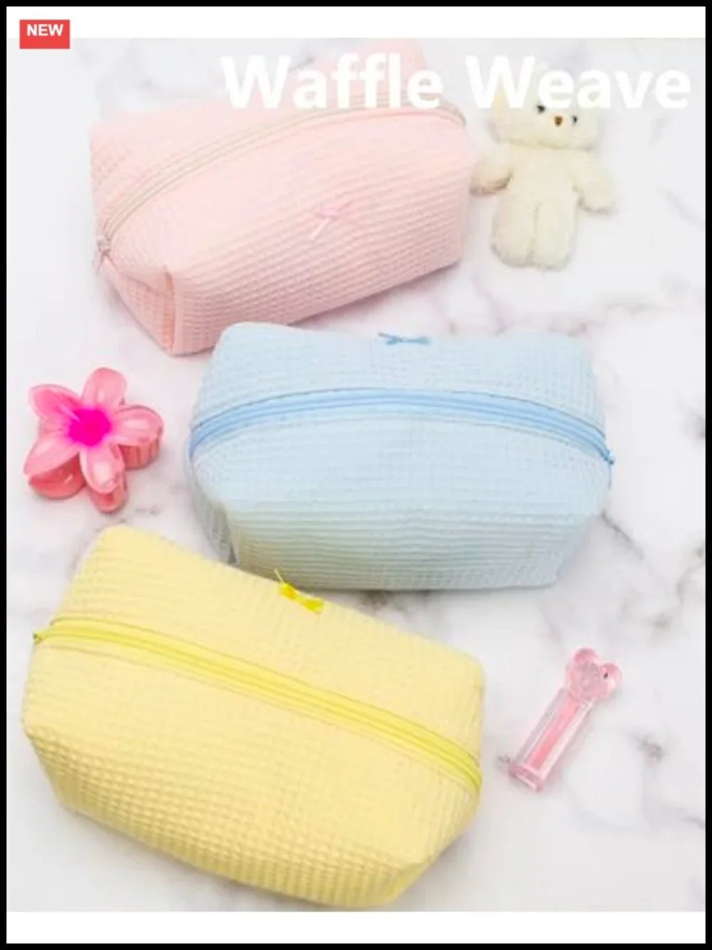Cozy Makeup Bag for Women, Zipper Cosmetic Pouch, Soft Polyester Organizer,